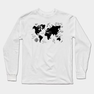 world map sea life Long Sleeve T-Shirt